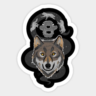 Wolf with Skull and Stars "The Ancestors Are Running" Sticker